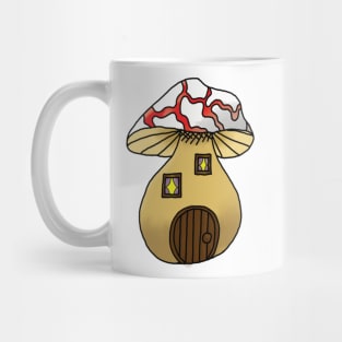 Red Mushroom House Fantasy Print Mug